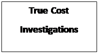 Text Box: True Cost
Investigations
